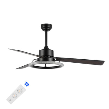 Remy 52" Modern Industrial Iron/Acrylic/Wood Remote-Controlled 6-Speed Integrated LED Ceiling Fan - JONATHAN Y